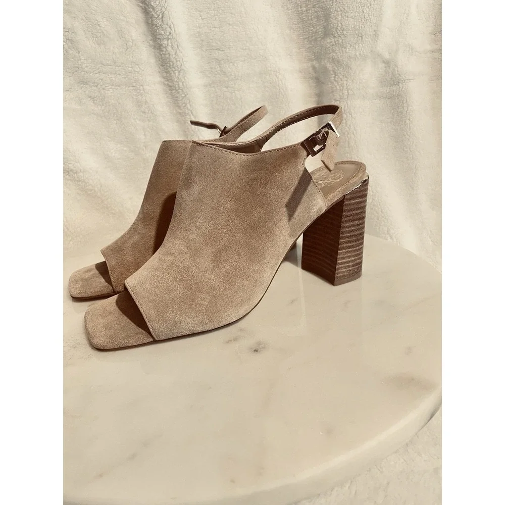 Vince Camuto Women's 8.5 Tan Leather Stiletto Heels Slip‑On Pumps NWOB - Picture 6 of 10